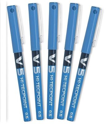 Lot de 5 Stylos Roller PILOT V5 BLEU .