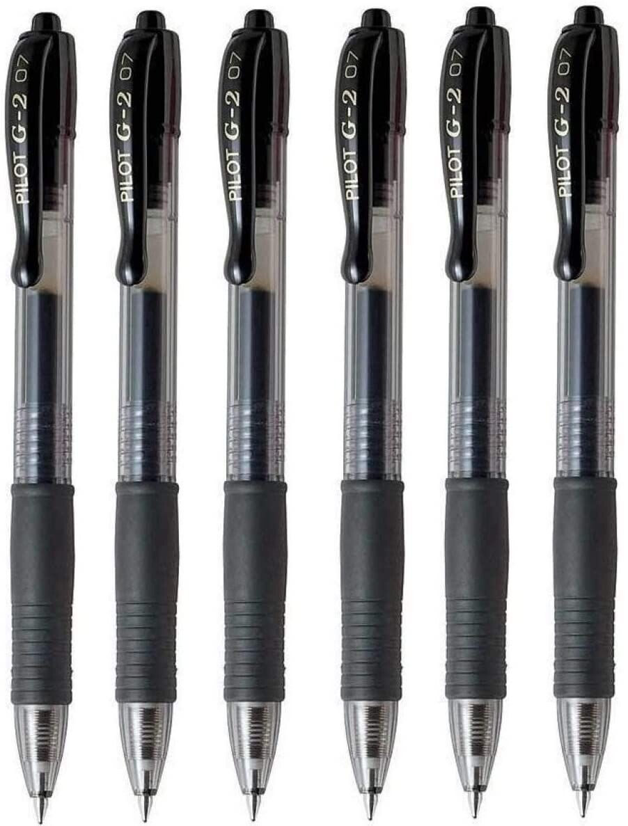 Lot de 6 stylos Bille PILOT G2 07 - encre gel - Noir