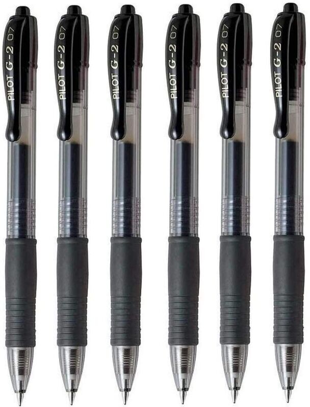 Lot de 6 stylos Bille PILOT G2 07 - encre gel - Noir