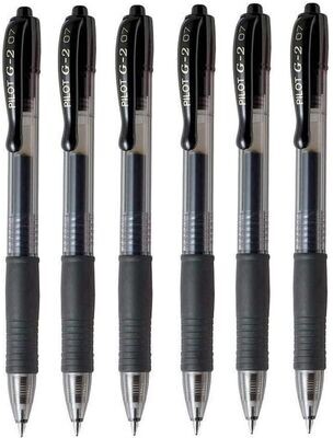 Lot de 6 stylos Bille PILOT G2 07 - encre gel - Noir