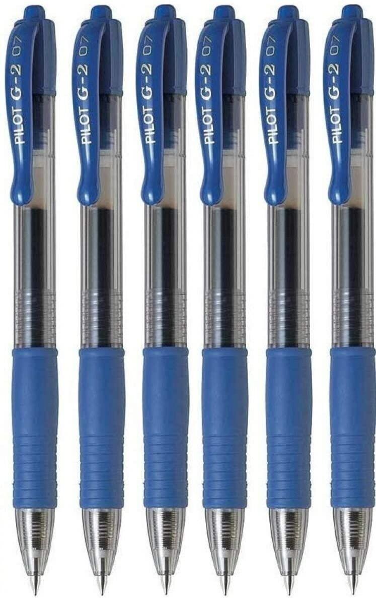 Lot de 6 stylos Bille PILOT G2 07 - encre gel - Bleu