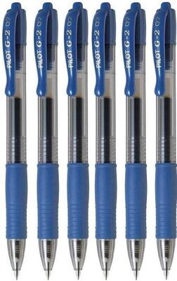 Lot de 6 stylos Bille PILOT G2 07 - encre gel - Bleu