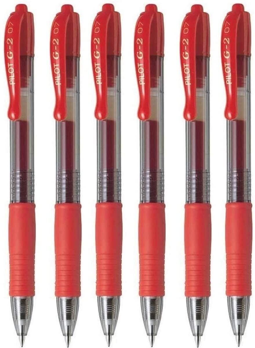 Lot de 6 stylos Bille PILOT G2 07 - encre gel - Rouge
