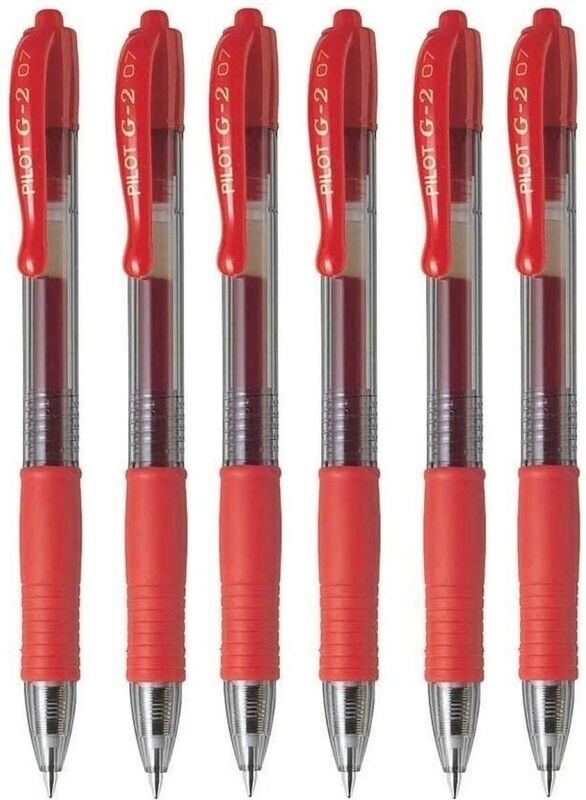 Lot de 6 stylos Bille PILOT G2 07 - encre gel - Rouge