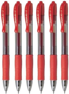 Lot de 6 stylos Bille PILOT G2 07 - encre gel - Rouge