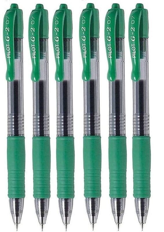 Lot de 6 stylos Bille PILOT G2 07 - encre gel - Vert