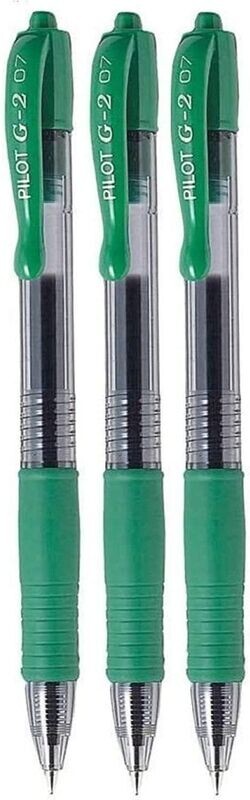 Lot de 3 stylos Bille PILOT G2 07 - encre gel - Vert