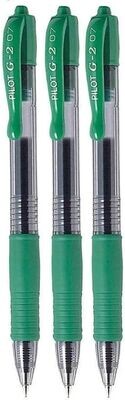 Lot de 3 stylos Bille PILOT G2 07 - encre gel - Vert