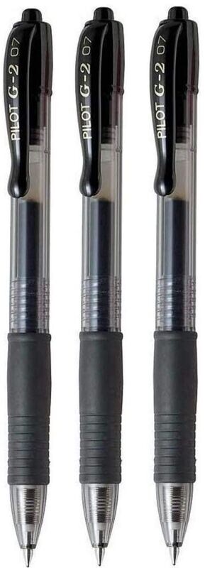 Lot de 3 stylos Bille PILOT G2 07 - encre gel - Noir