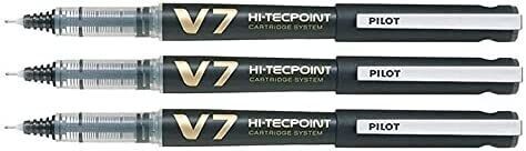 Lot de 3 stylos Roller PILOT V7 NOIR rechargeable par cartouches encre liquide