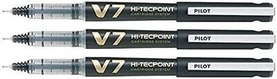 Lot de 3 stylos Roller PILOT V7 NOIR rechargeable par cartouches encre liquide