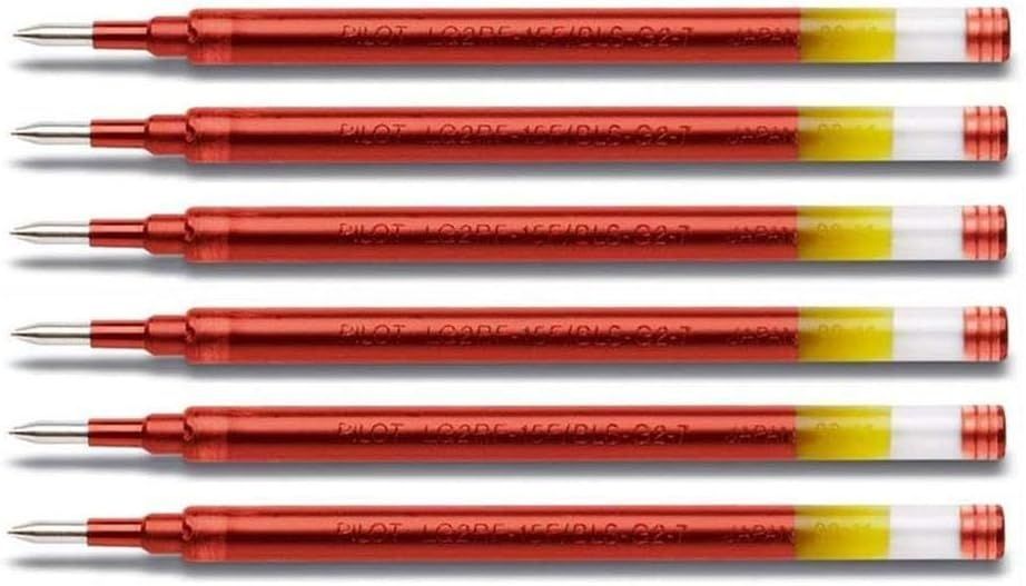 Lot de 6 recharges pour stylo PILOT G2-07 Fine encre gel ROUGE