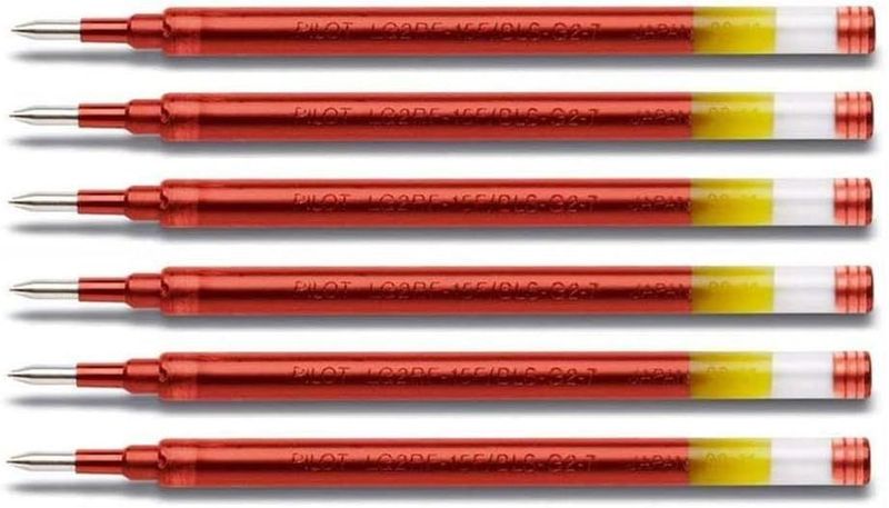 Lot de 6 recharges pour stylo PILOT G2-07 Fine encre gel ROUGE