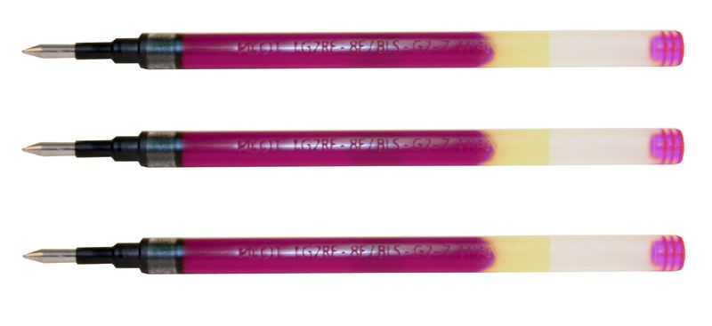 Lot de 3 recharges pour stylo PILOT G2-07 Fine encre gel ROSE