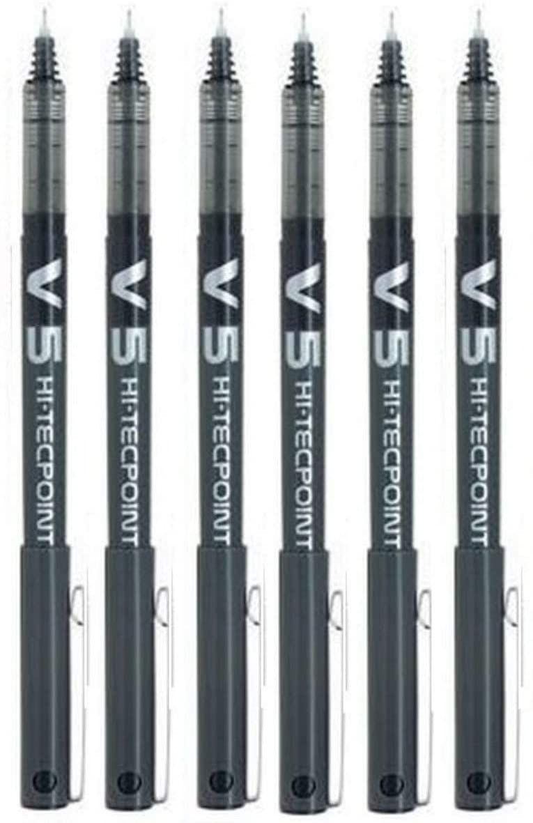 Lot de 6 Stylos Roller PILOT V5 NOIR .