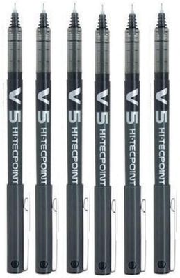 Lot de 6 Stylos Roller PILOT V5 NOIR .