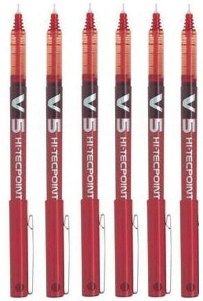 Lot de 6 Stylos Roller PILOT V5 ROUGE .