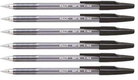 Lot de 6 stylos bille PILOT BP-S-F pointe FINE Noir