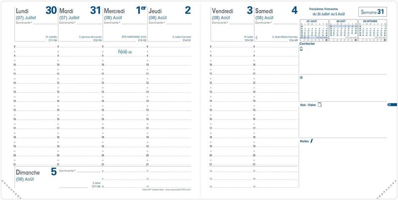 Recharge Agenda QUO VADIS EXECUTIF 16x16cm Septembre/Septembre 2025/2026
