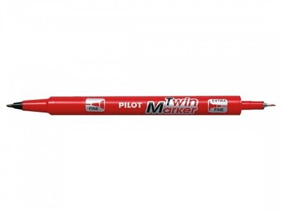 Boite de 10 marqueurs PILOT TWIN pointe Fin et Extra-Fine ROUGE