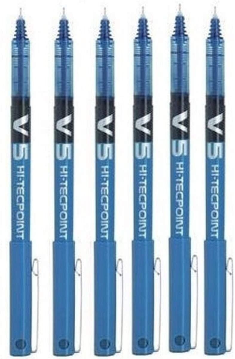 Lot de 6 Stylos Roller PILOT V5 BLEU . Lot de 6 Stylos Roller PILOT V5 BLEU .