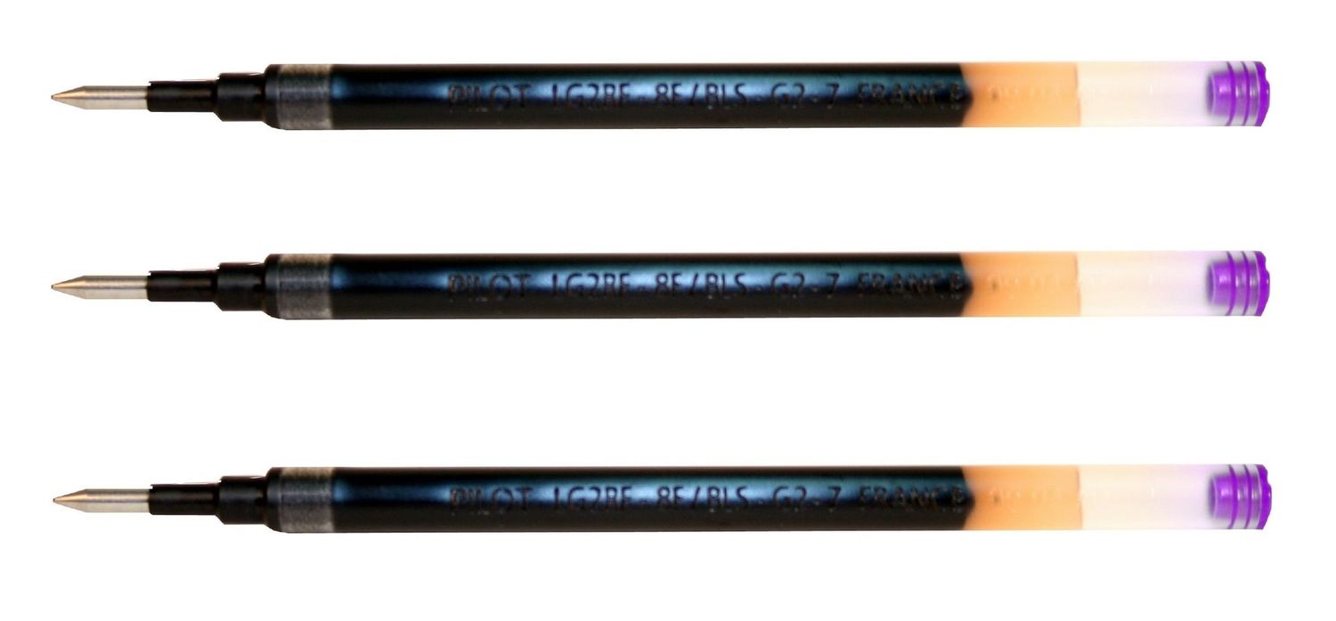 Lot de 3 recharges pour stylo PILOT G2-07 Moyenne encre gel VIOLET Lot de 3 recharges pour stylo PILOT G2-07 Moyenne encre gel VIOLET