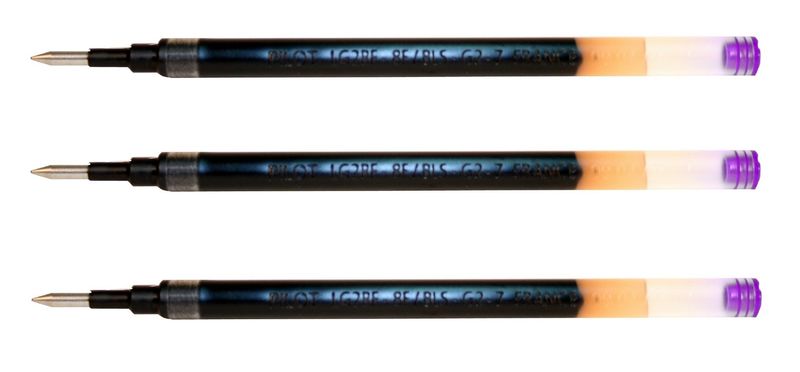 Lot de 3 recharges pour stylo PILOT G2-07 Moyenne encre gel VIOLET