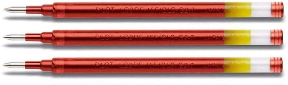 Lot de 3 recharges pour stylo PILOT G2-07 Moyenne encre gel ROUGE