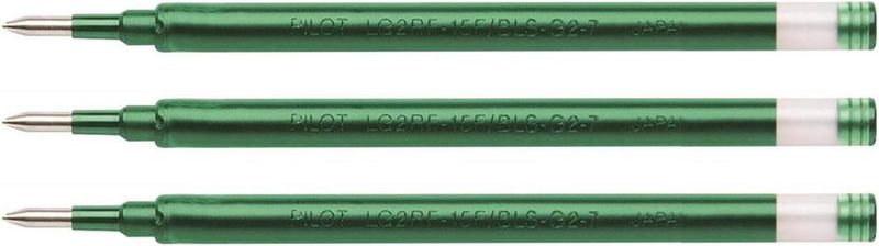 Lot de 3 recharges pour stylo PILOT G2-07 Moyenne encre gel VERT
