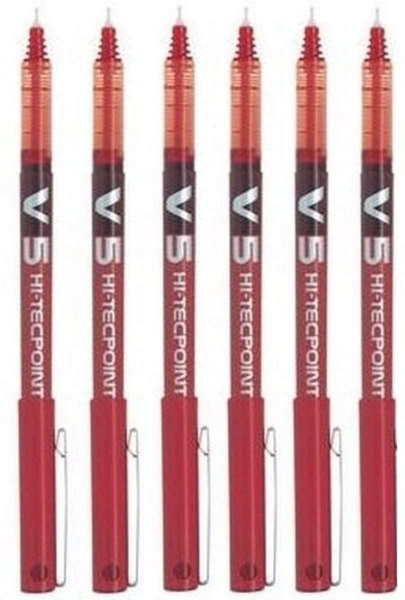 Lot de 6 Stylos Roller PILOT V5 ROUGE . Lot de 6 Stylos Roller PILOT V5 ROUGE .