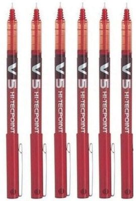 Lot de 6 Stylos Roller PILOT V5 ROUGE . Lot de 6 Stylos Roller PILOT V5 ROUGE .
