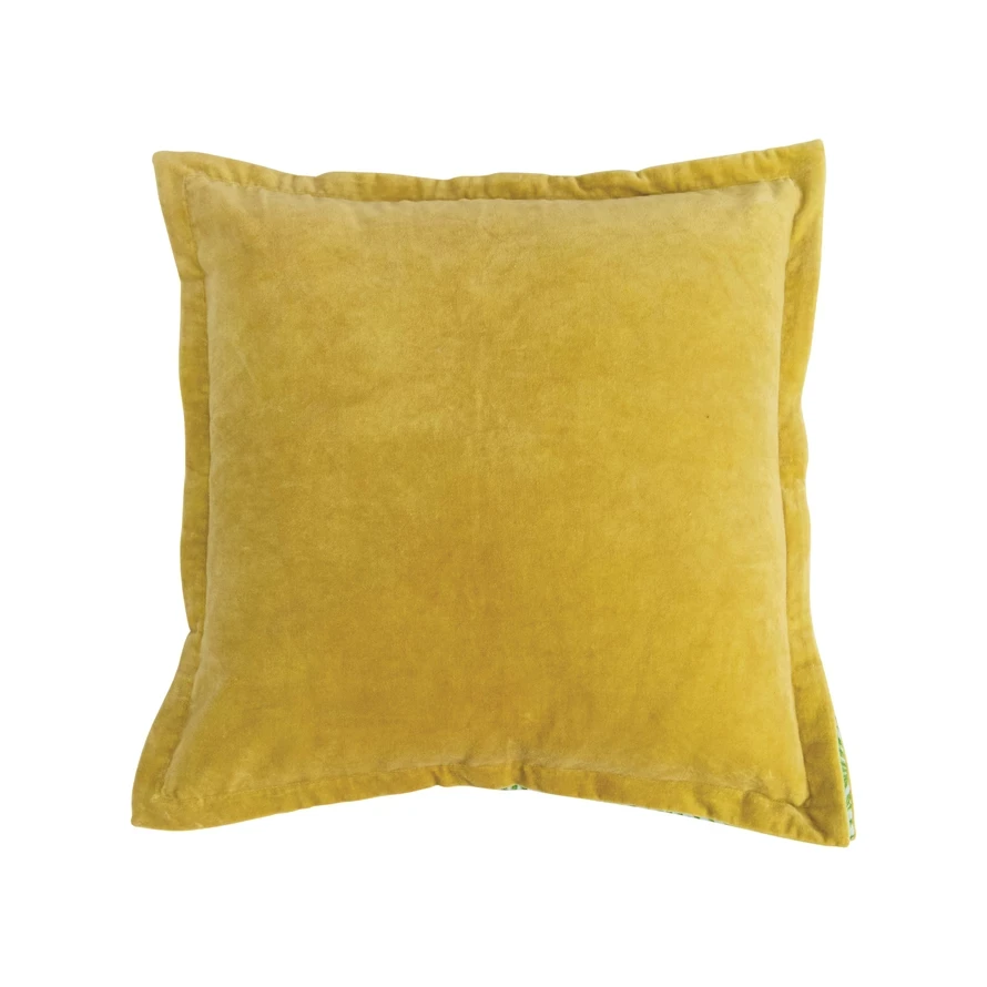 Creative Co-Op Velvet Palm Gusset Pillow 