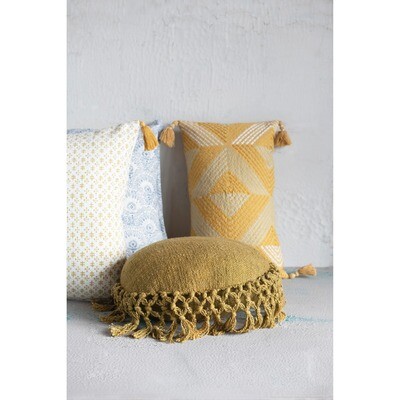Creative Co-Op Crochet Fringe Pillow 