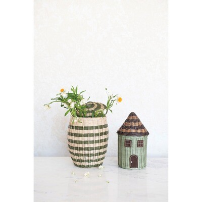 Creative Co-Op House Lidded Basket 