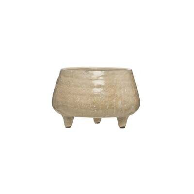 Creative Co-Op Glazed Stone footed planter 