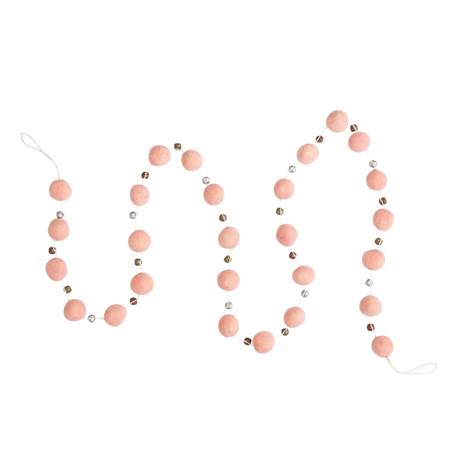 Creative Co-Op Pink Felt &amp; Bell Garland