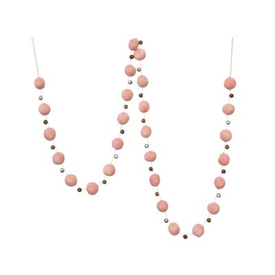Creative Co-Op Pink Felt &amp; Bell Garland