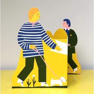 Printed Peanut Two Men Card