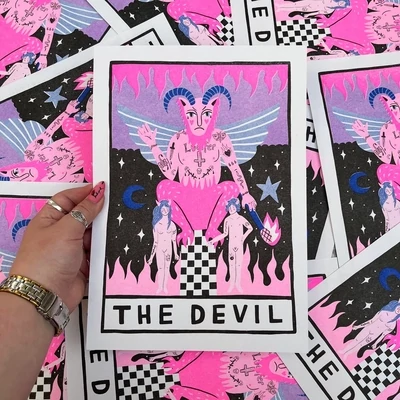 Amy Hastings The Devil Tarot Risograph Print