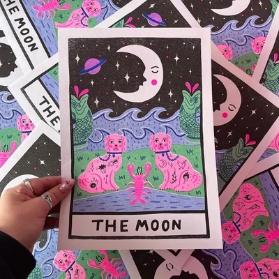 Amy Hastings The Moon Tarot Risograph Print