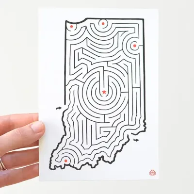 Imaginary Animal IN Maze postcard