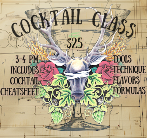 Cocktail Class, Wednesday, Dec 11th, at 3 pm