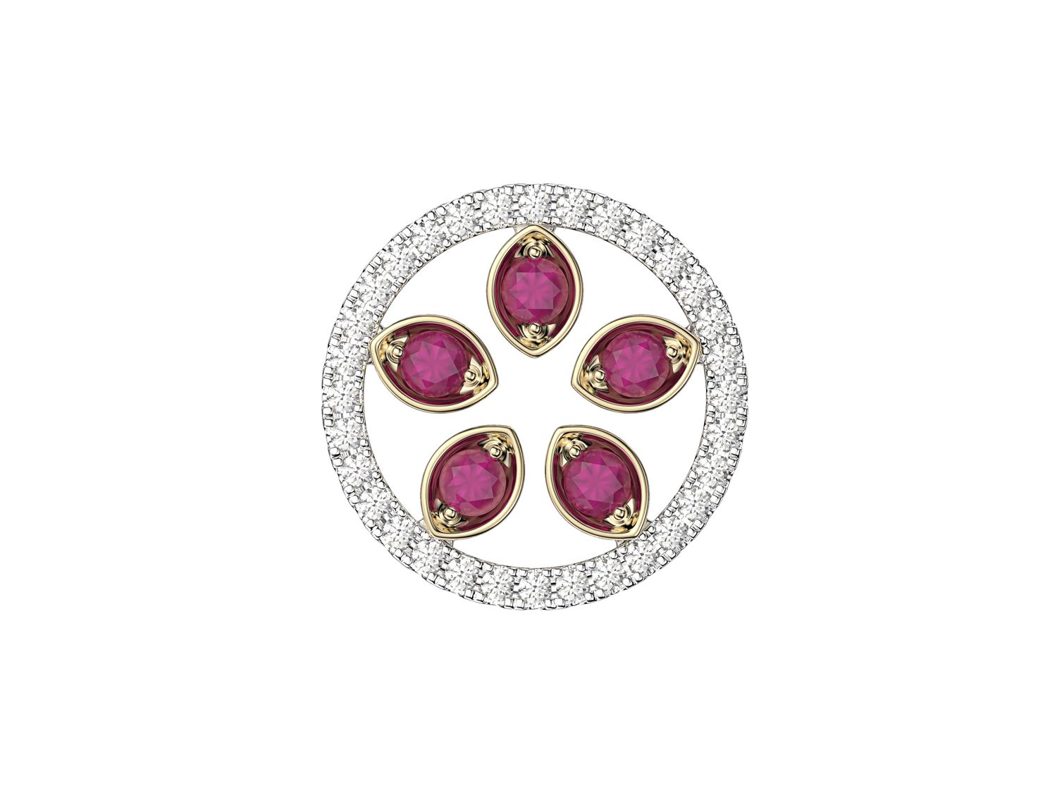 14KYW RUBY DIA PENDANT