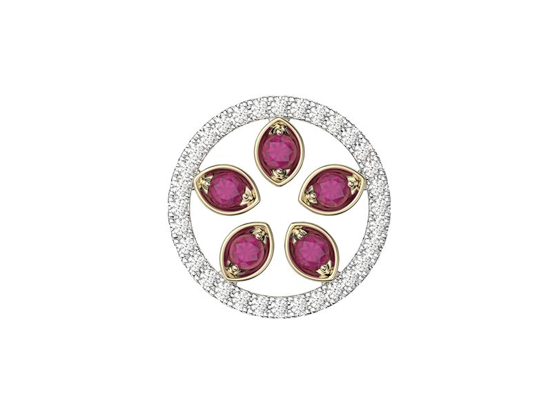 14KYW RUBY DIA PENDANT