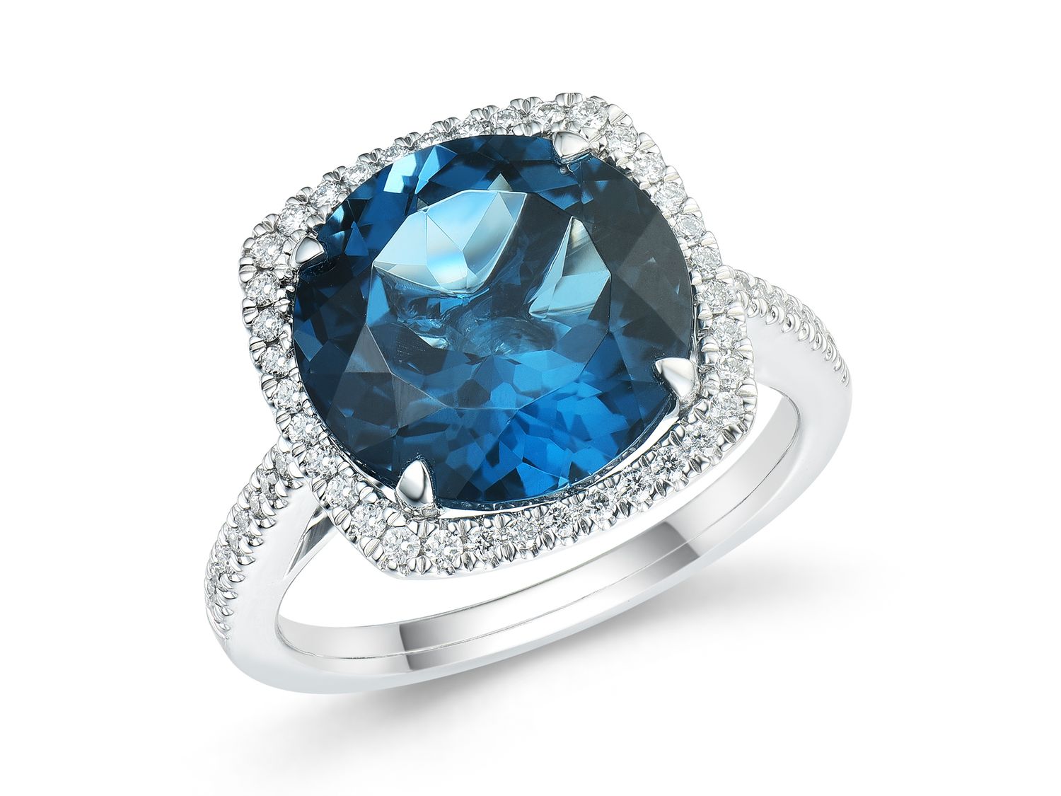 18KW LONDON BLUE TOPAZ DIA RING