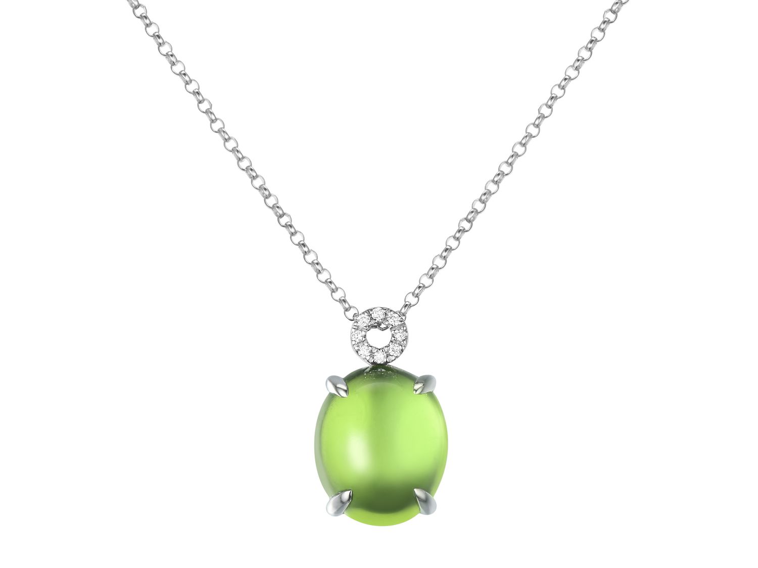 18KW PERIDOT DIA NECKLACE