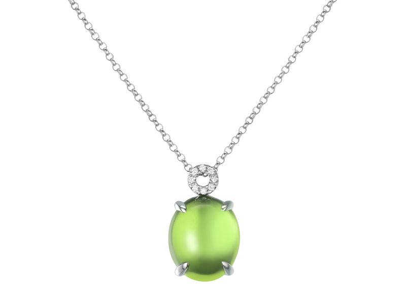 18KW PERIDOT DIA NECKLACE