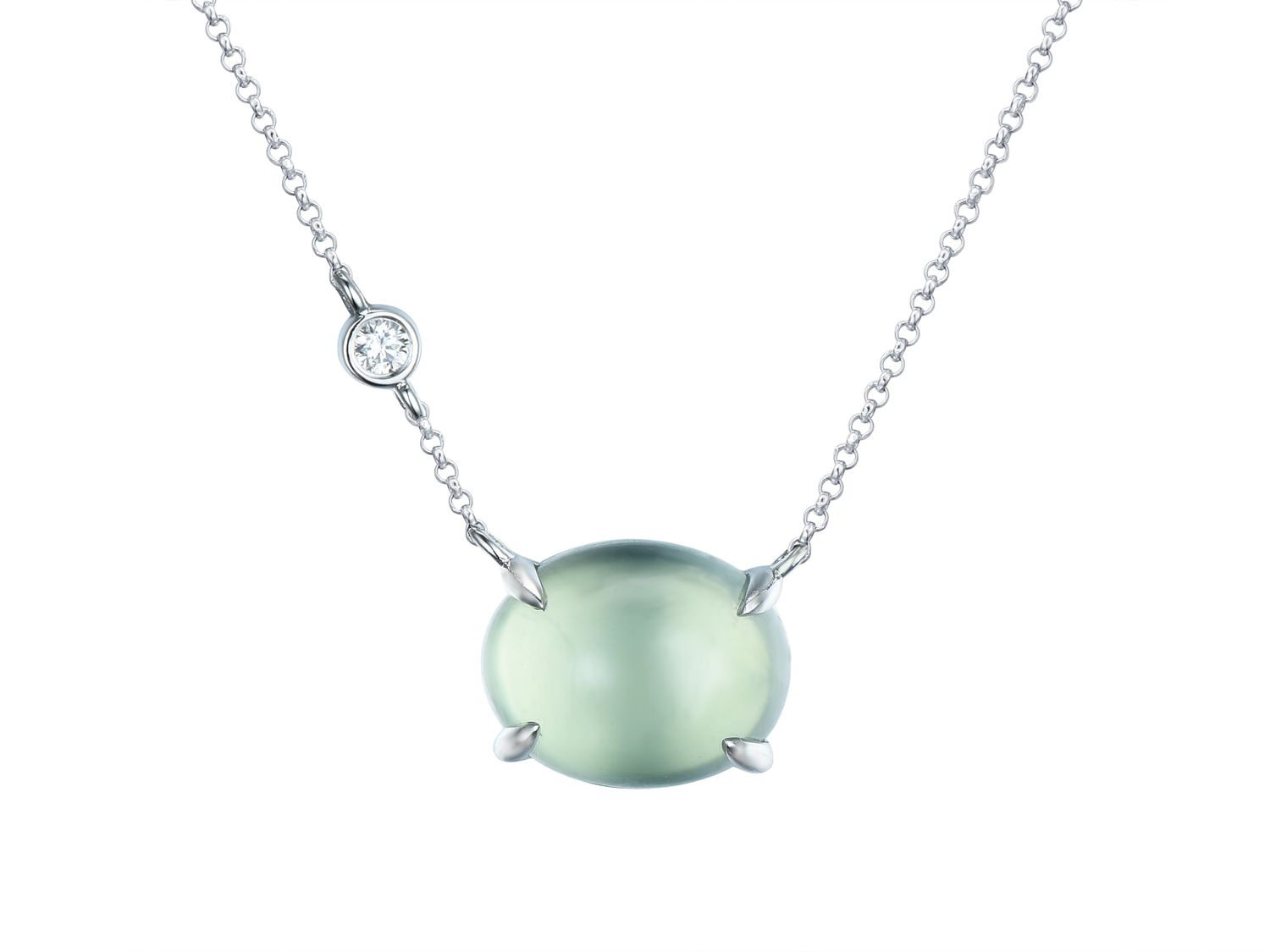 18KW PREHNITE DIA NECKLACE