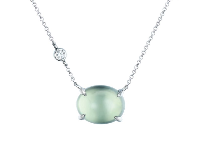 18KW PREHNITE DIA NECKLACE