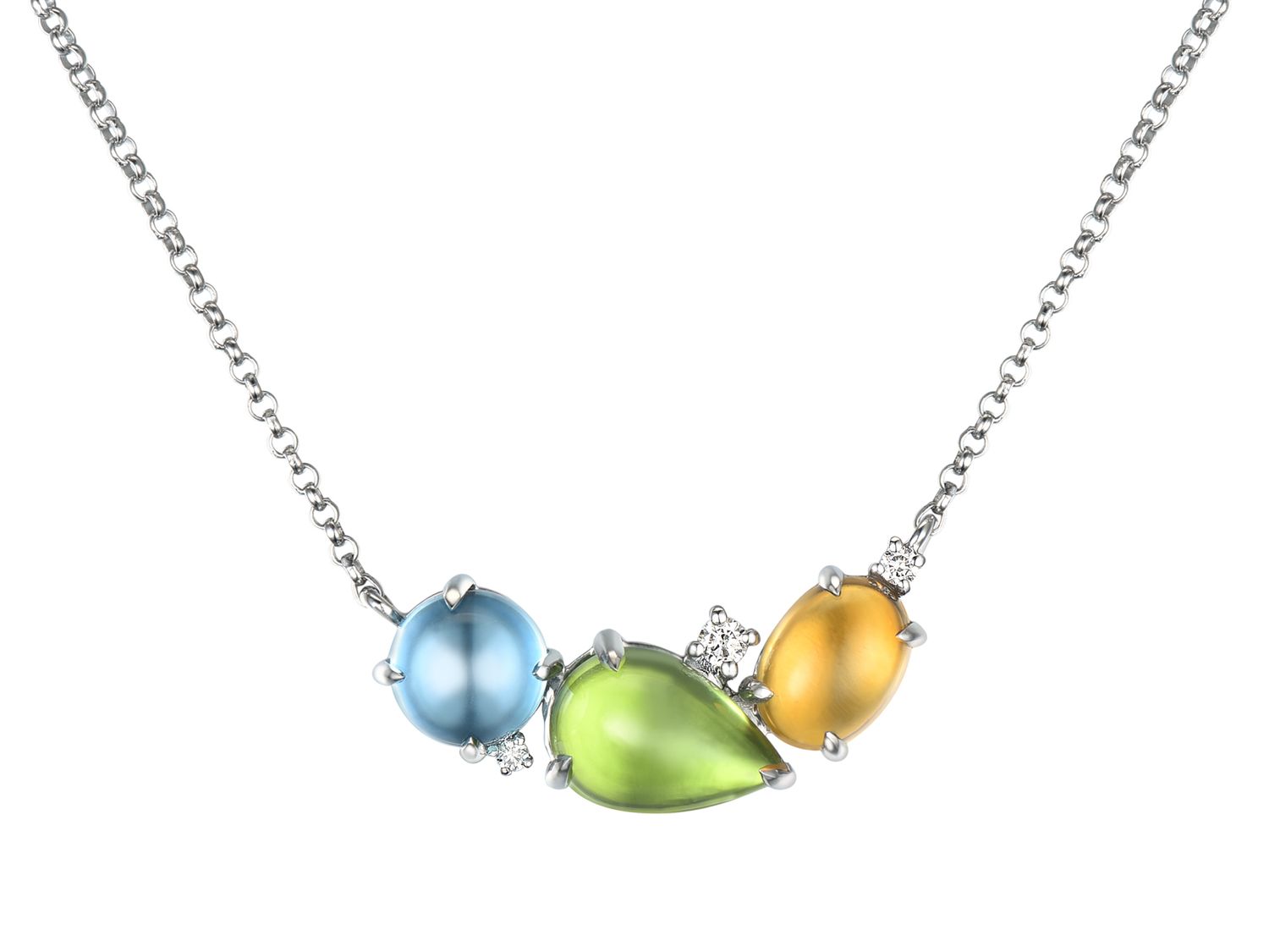 18KW SEMI-PRECIOUS DIA NECKLACE